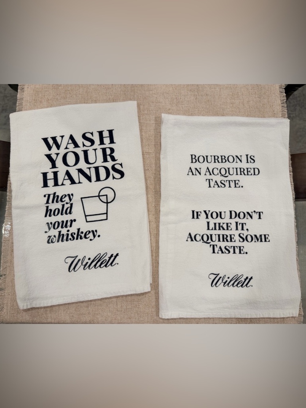 Willett Bourbon Distillery White Printed Kitchen Towels - Set of 2